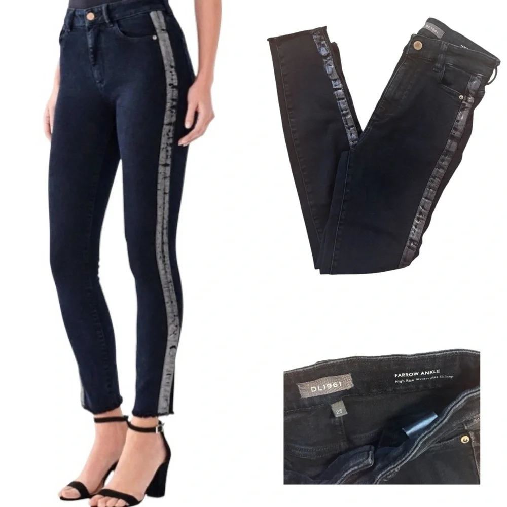 DL1961 Tuxedo Stripe Farrow Ankle Skinny Jean - Picture 1 of 5